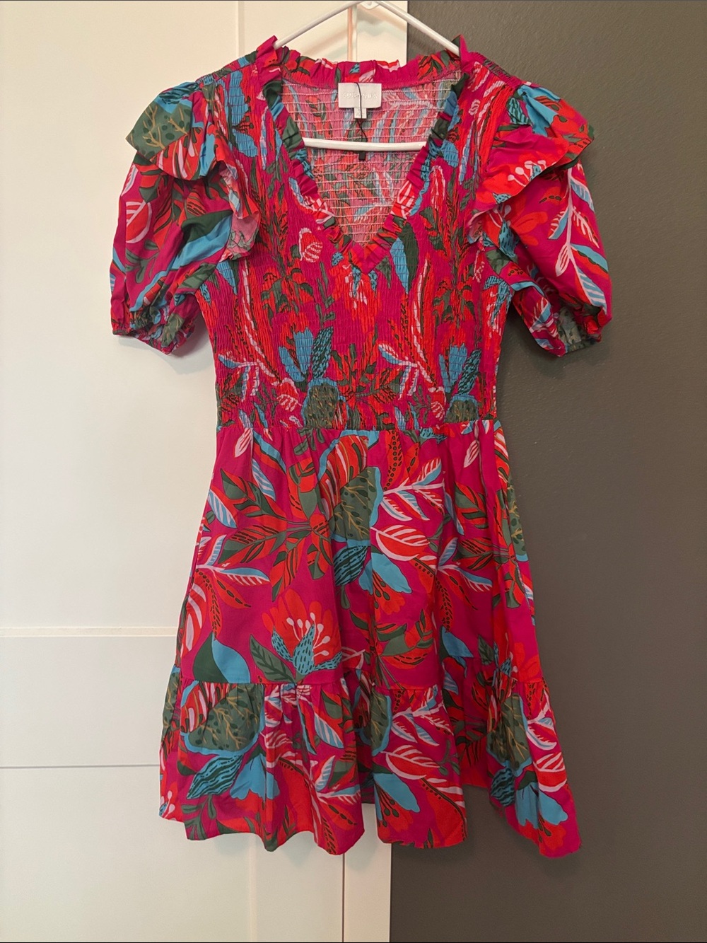 Sugarlips Pink Tropical Print Mini Dress